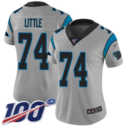 Carolina Panthers Limited Silver Women Greg Little Jersey NFL Football #74 100th Season Inverted Legend